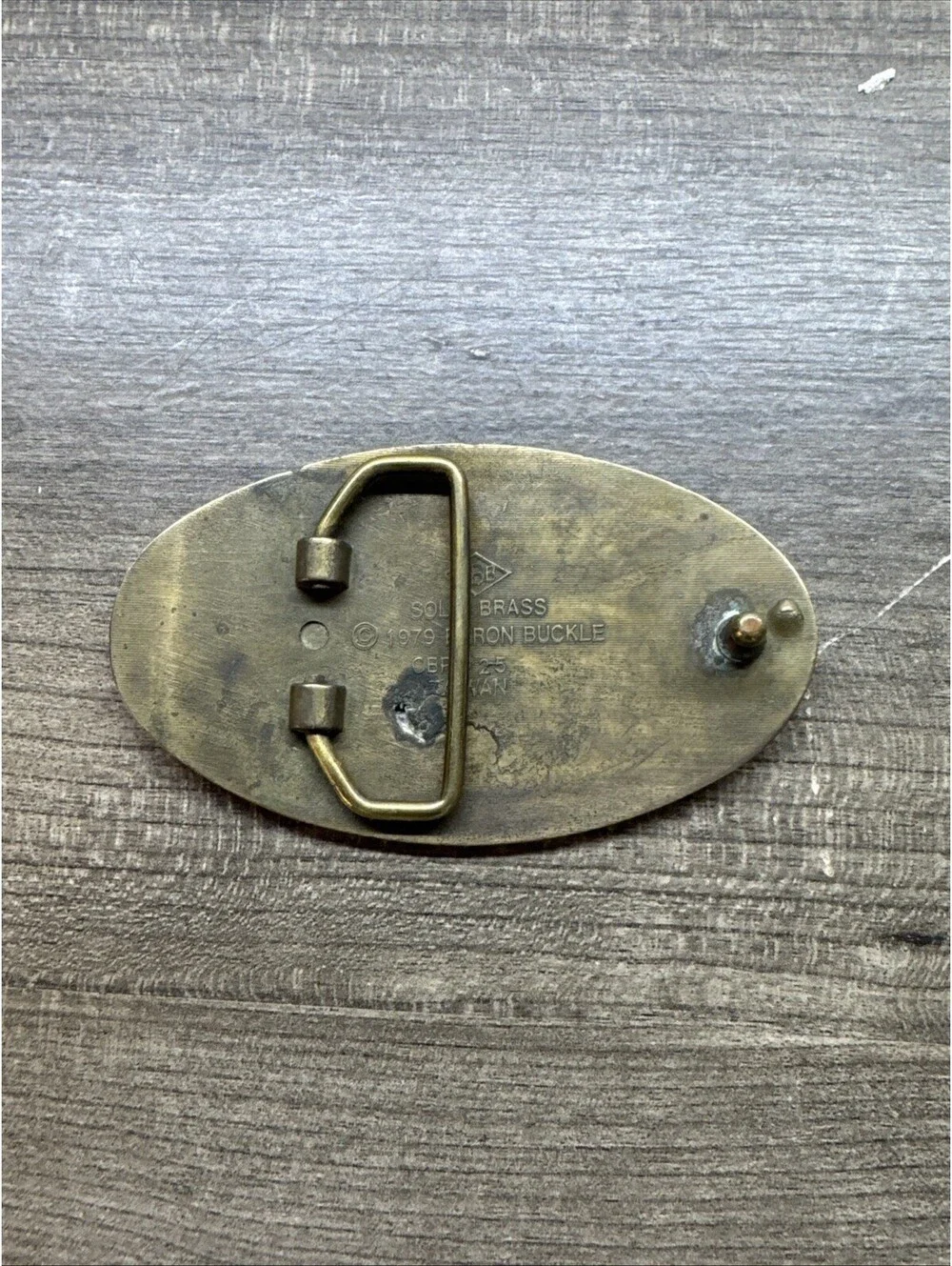 1979 Vintage Solid Brass Chevrolet Oval Belt Buckle BOWTIE CHEVY TRUCK CAR
